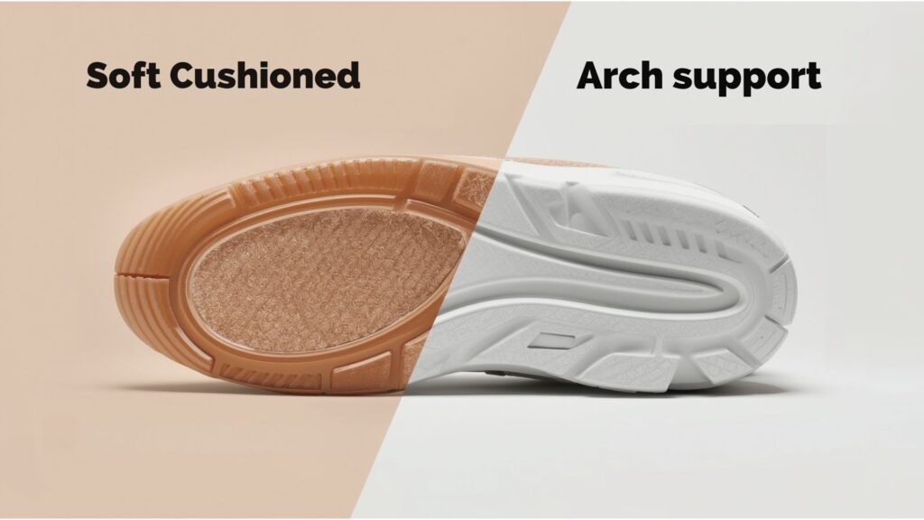 comparison-of-cushioning-foam-sole-and-supportive-arch-shoe-design.