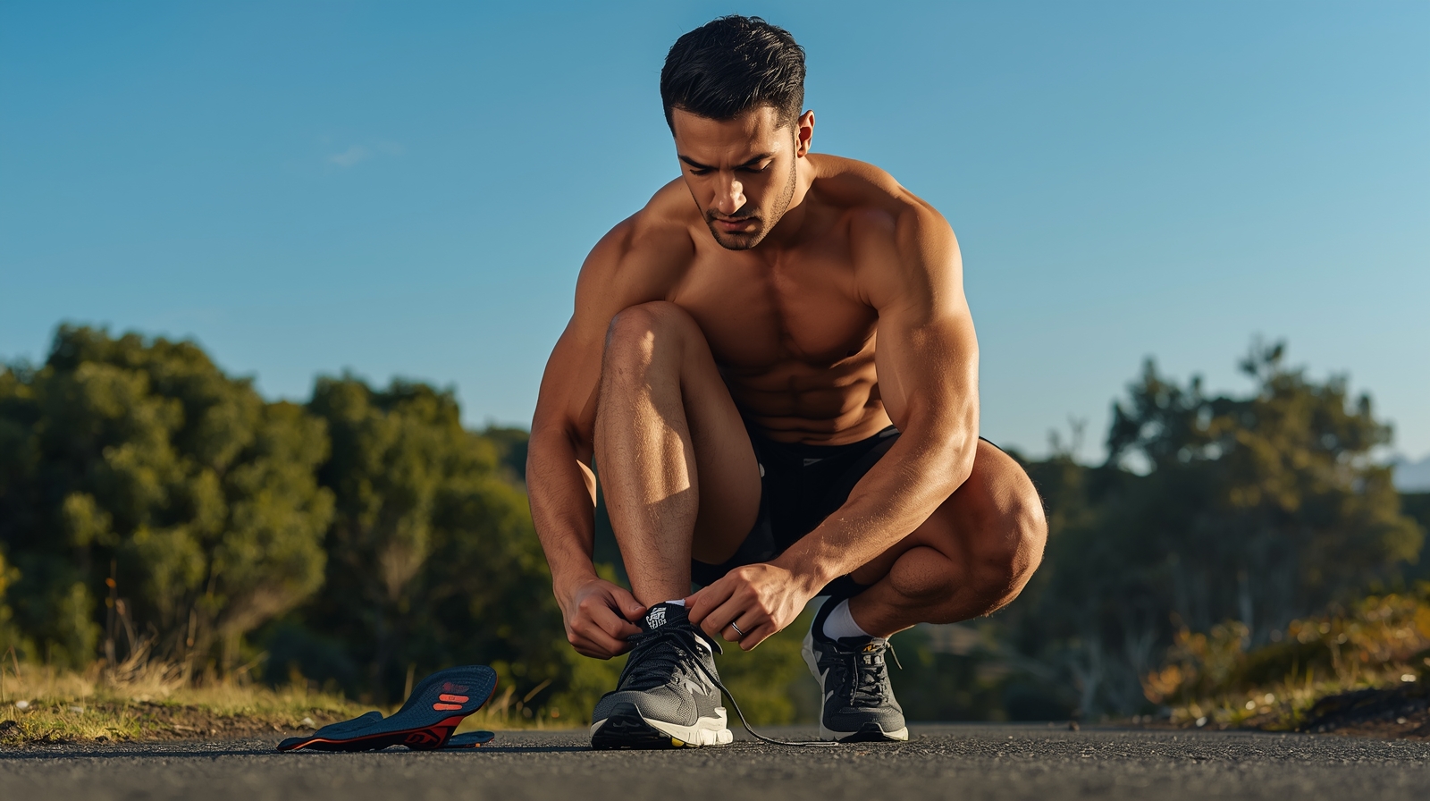 runner-tying-shoes-with-gel-insoles-on-the-ground.